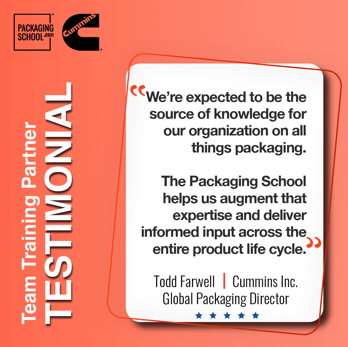 Cummins Packaging Training Library Testimonial 3
