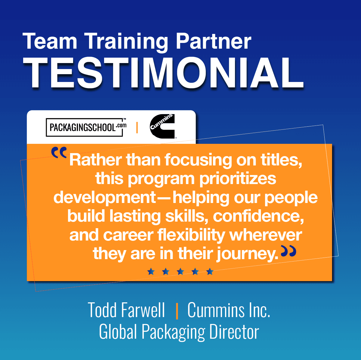 Cummins Packaging Training Library Testimonial 2